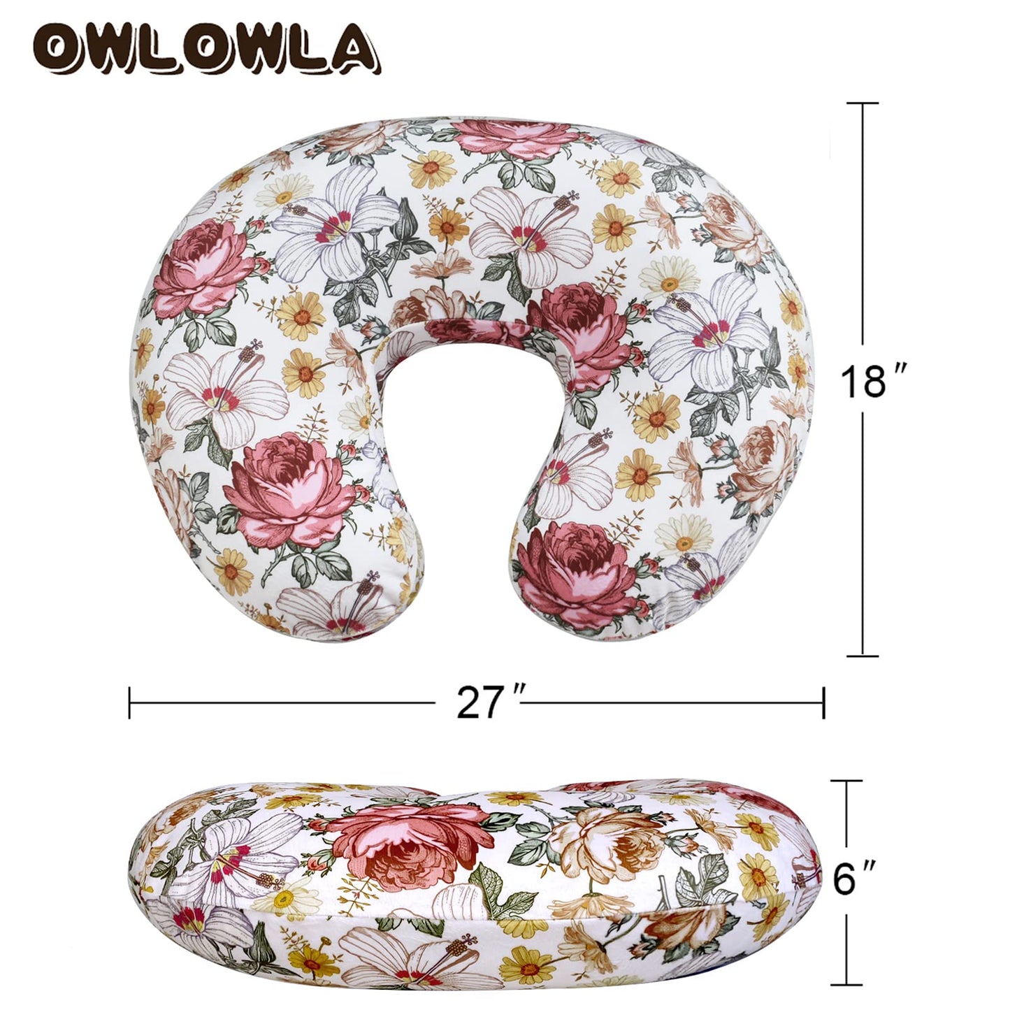 OWLOWLA Nursing Pillow Cover, Breastfeeding Pillow Slipcover Fits Nursing Pillow for Baby Boy Girl(Blush Pink)