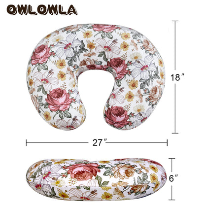OWLOWLA Nursing Pillow Cover, Breastfeeding Pillow Slipcover Fits Nursing Pillow for Baby Boy Girl(Blush Pink)