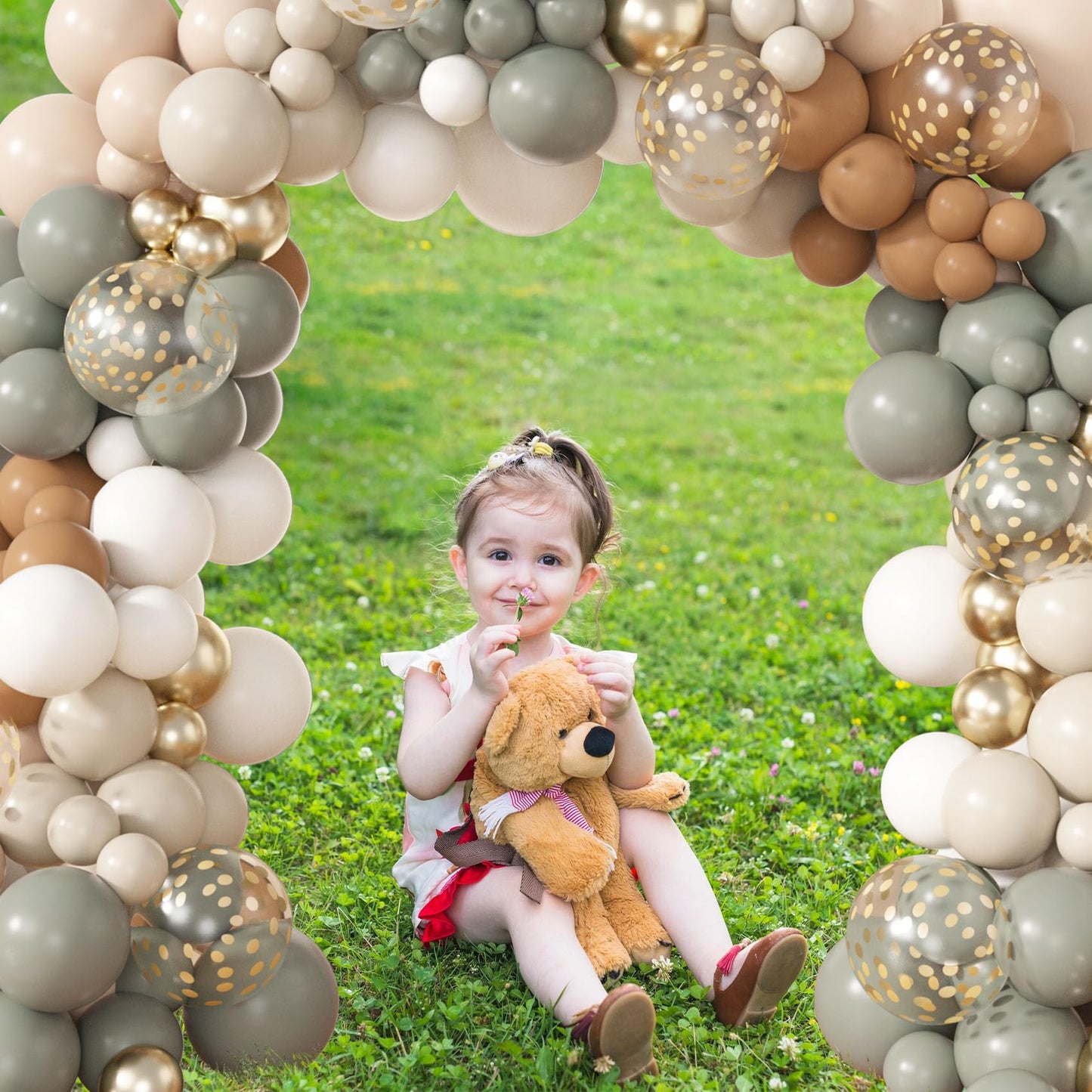 Amandir 173Pcs Pink Blue Green Balloon Arch Garland Kit, Dusty Baby Pink Mauve Pastel Mist Haze Green Blue Gold Confetti Balloons for Baby Shower Gender Reveal Wildflower Birthday Party Decorations