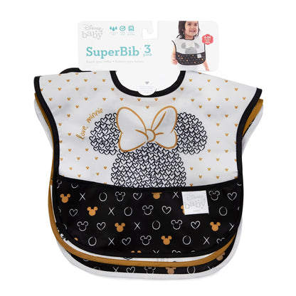 Bumkins Disney Bibs for Girl or Boy, SuperBib Baby and Toddler 6-24 Months, Essential Must Have for Eating, Feeding, Baby Led Weaning, Mess Saving Waterproof Soft Fabric, 3-pk Pooh Bear and Friends