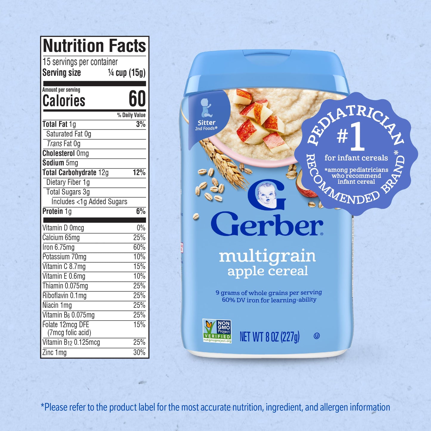 Gerber Toddler Food, Multigrain Banana Apple Strawberry Cereal, 8g Whole Grains, Iron, Zinc & Vitamin B12, Toddler Cereal, 6-Pack