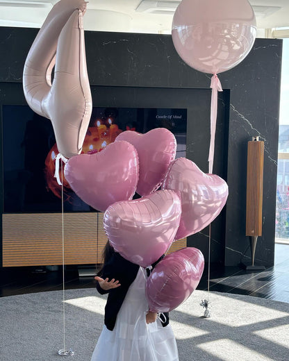 Sage Green Gold Heart Balloons,12Pcs Light Gold Heart Shaped Foil Balloons,18Inch Cream White Helium Mylar Balloon for Baby Shower Birthday Anniversary Wedding Party Decorations