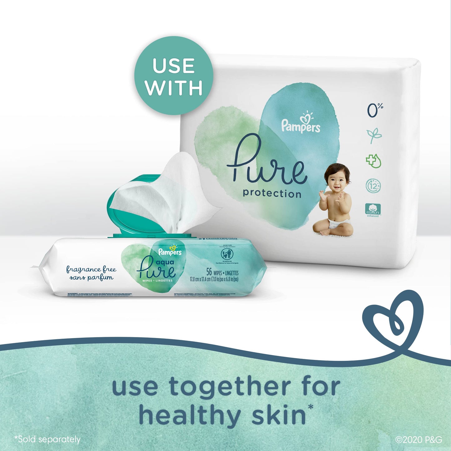 Pampers Baby Wipes Aqua Pure, 99% water-based wipes, Hypoallergenic and Unscented Infant Wipe, 896 Total (16 Flip-Top Packs)