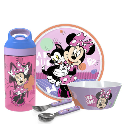 Zak Designs 5-Piece Dinnerware Set, Baby Shark - Durable Plastic & Stainless Steel - Includes Water Bottle, 8-Inch Plate, 6-Inch Bowl, Fork & Spoon - Suitable for Kids Ages 3+