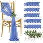 QueenDream Light Blue Sashes Chair Aisle Decorations: 24 Pack Baby Shower Chair Cover 8FT Long Tulle Draping Fabric Wedding Reception Church