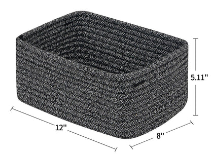 CubesLand Off White Small Storage Baskets for Shelves, Closet Organization Storage Bins Empty Gift Basket Baby Nursery Woven Baskets for Organizing, Rectangular Clothes Closet Shelves Baskets 3 Packs