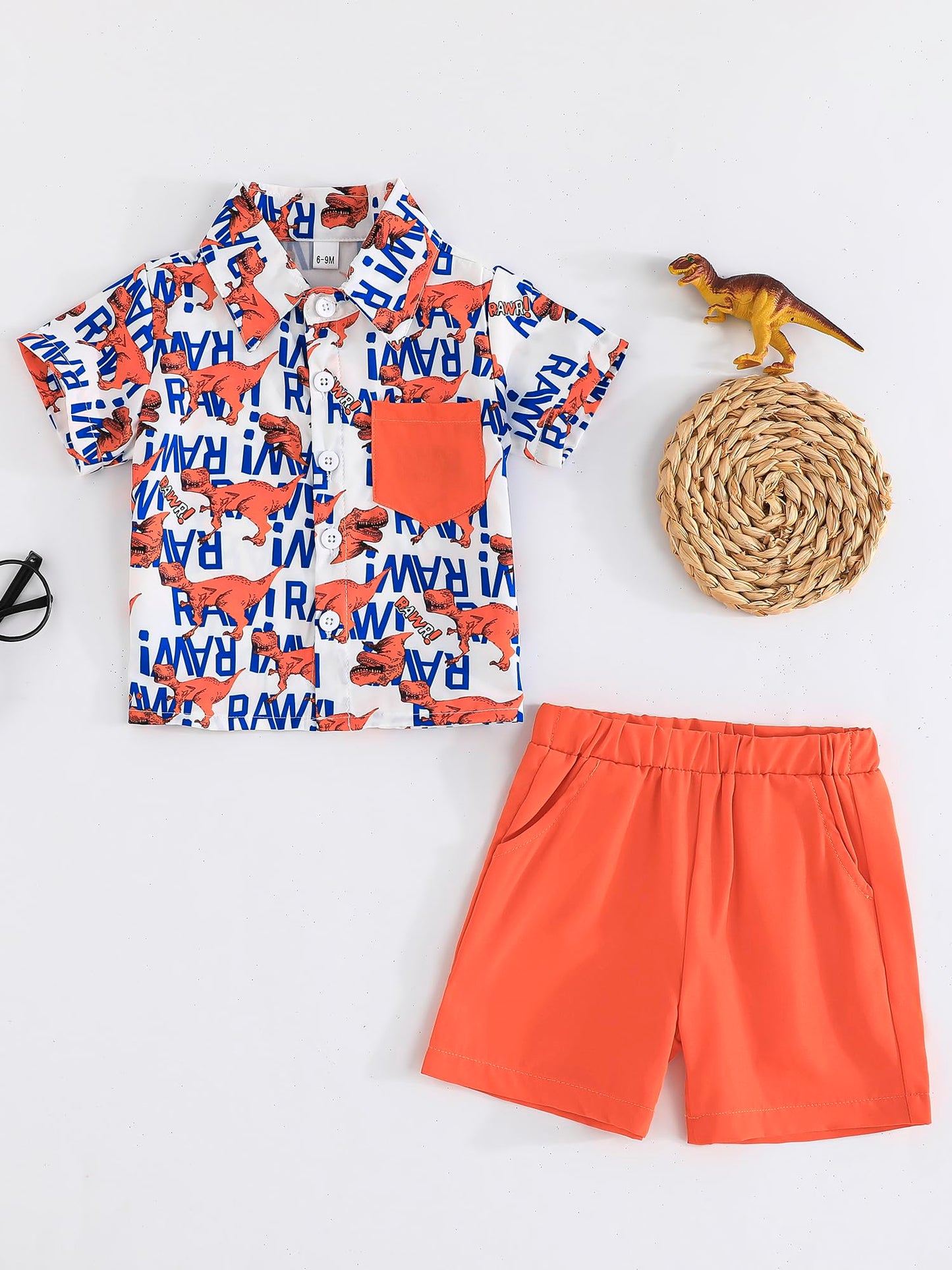 SUREPOCH Baby Boy Clothes Toddler Summer Outfits Short-sleeved Shirt Elastic Pants Two-piece Set Cute Baby Boy Outfits