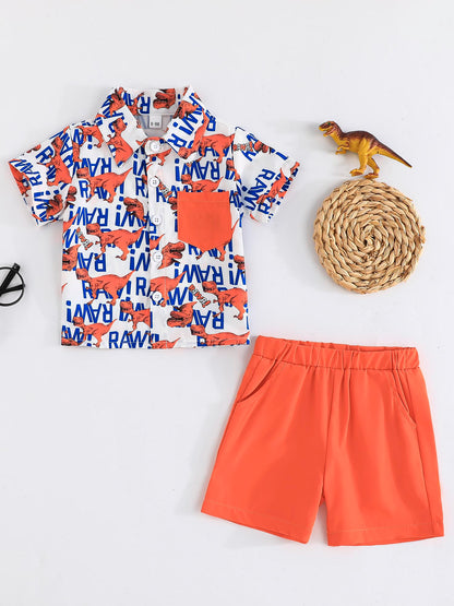 SUREPOCH Baby Boy Clothes Toddler Summer Outfits Short-sleeved Shirt Elastic Pants Two-piece Set Cute Baby Boy Outfits