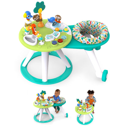 Bright Starts Around We Go 2-in-1 Baby Walker, Discovery Activity Center and Table, Tropic Coral, Ages 6 Months+