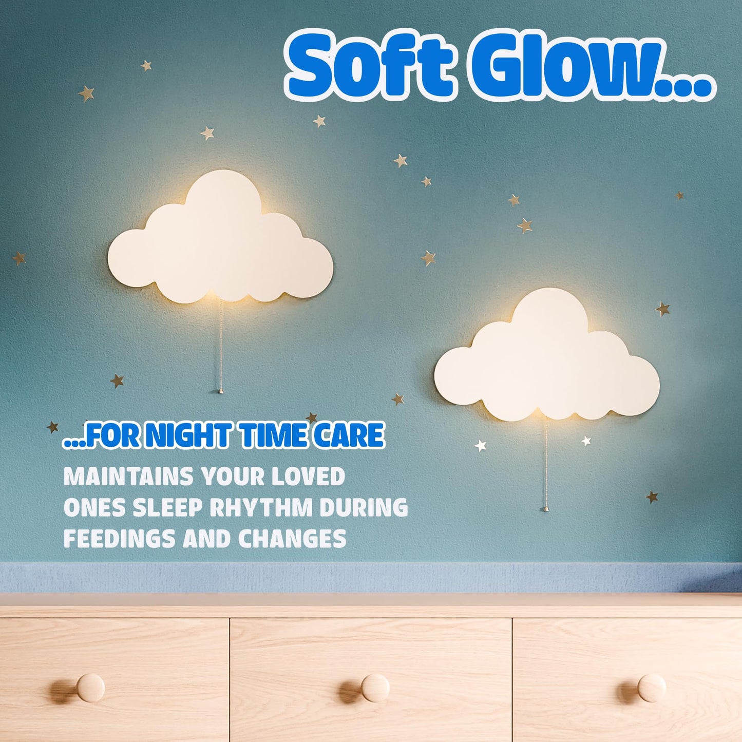 Tip perk Cloud Light - Floating Cloud Wall Lamp For Nursery | Cute Cloud Kids Bedroom Battery-operated Hanging Cloud Night Lights Cloud Cloud Baby