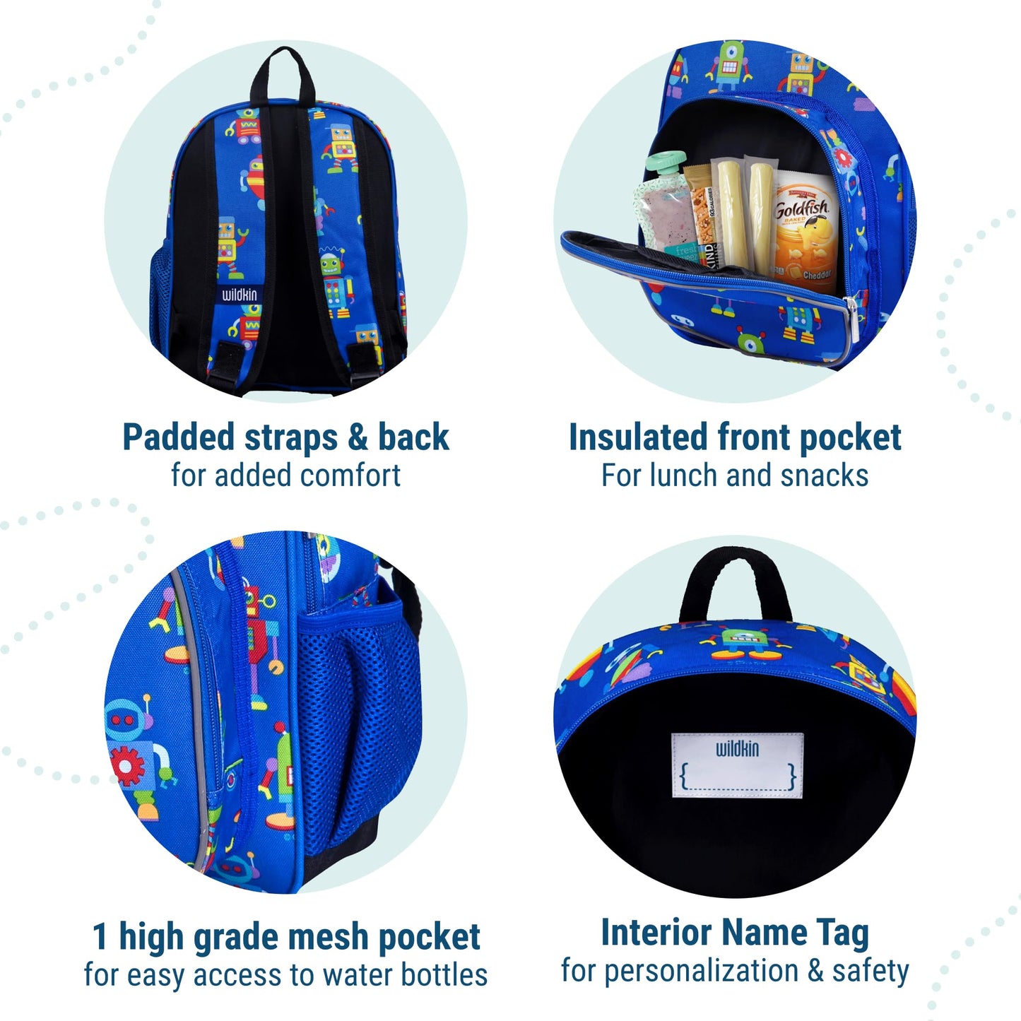Wildkin 12-inch Kids Backpack – Padded, Adjustable, Ideal for Daycare & Travel - Trains, Planes, and Trucks