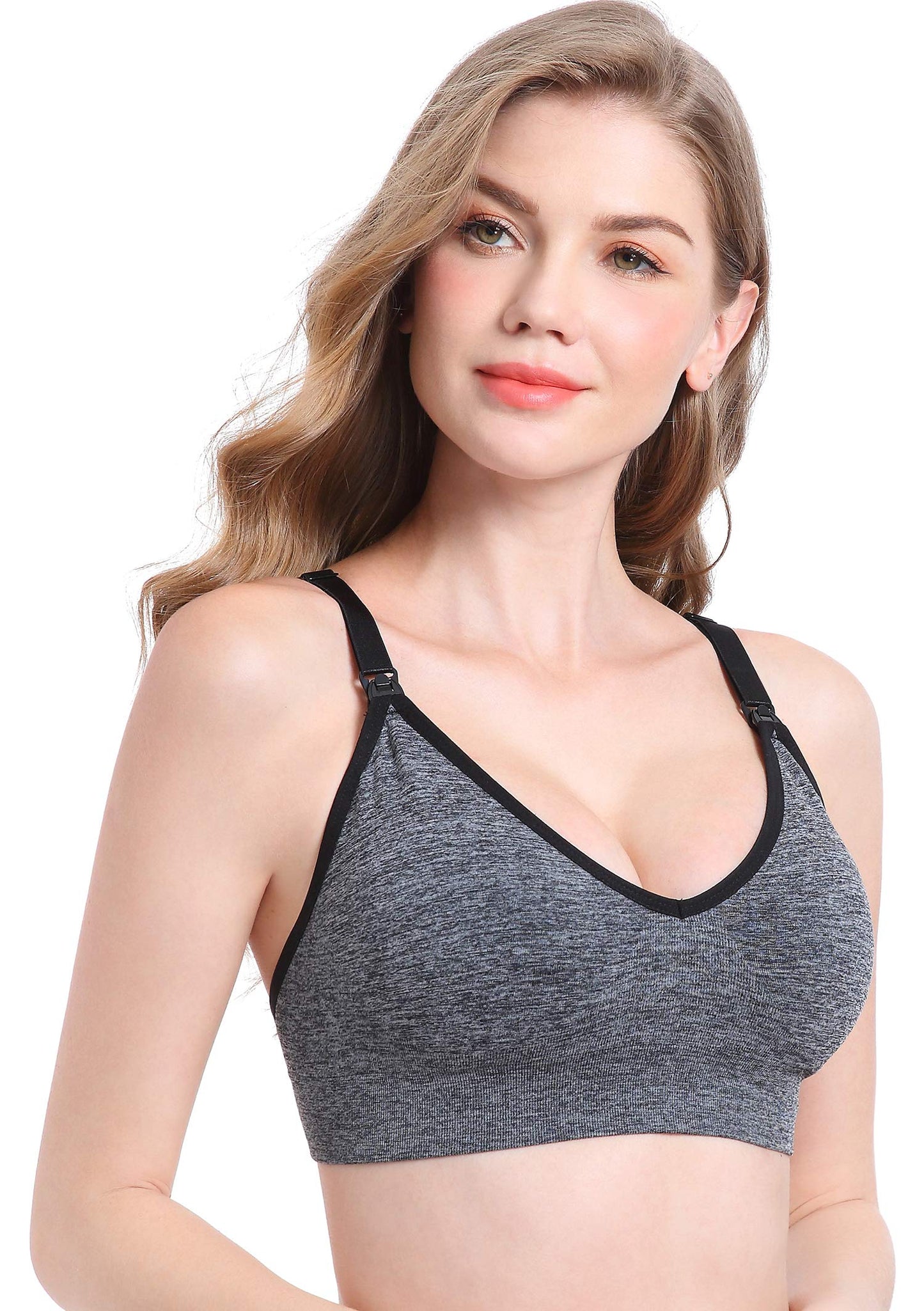 Suekaphin Nursing Bra 5pack Wireless V Neck Maternity Nursing Bra Bralette Low Cut Sleeping Breastfeeding with Extenders