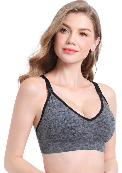 Suekaphin Nursing Bra 5pack Wireless V Neck Maternity Nursing Bra Bralette Low Cut Sleeping Breastfeeding with Extenders
