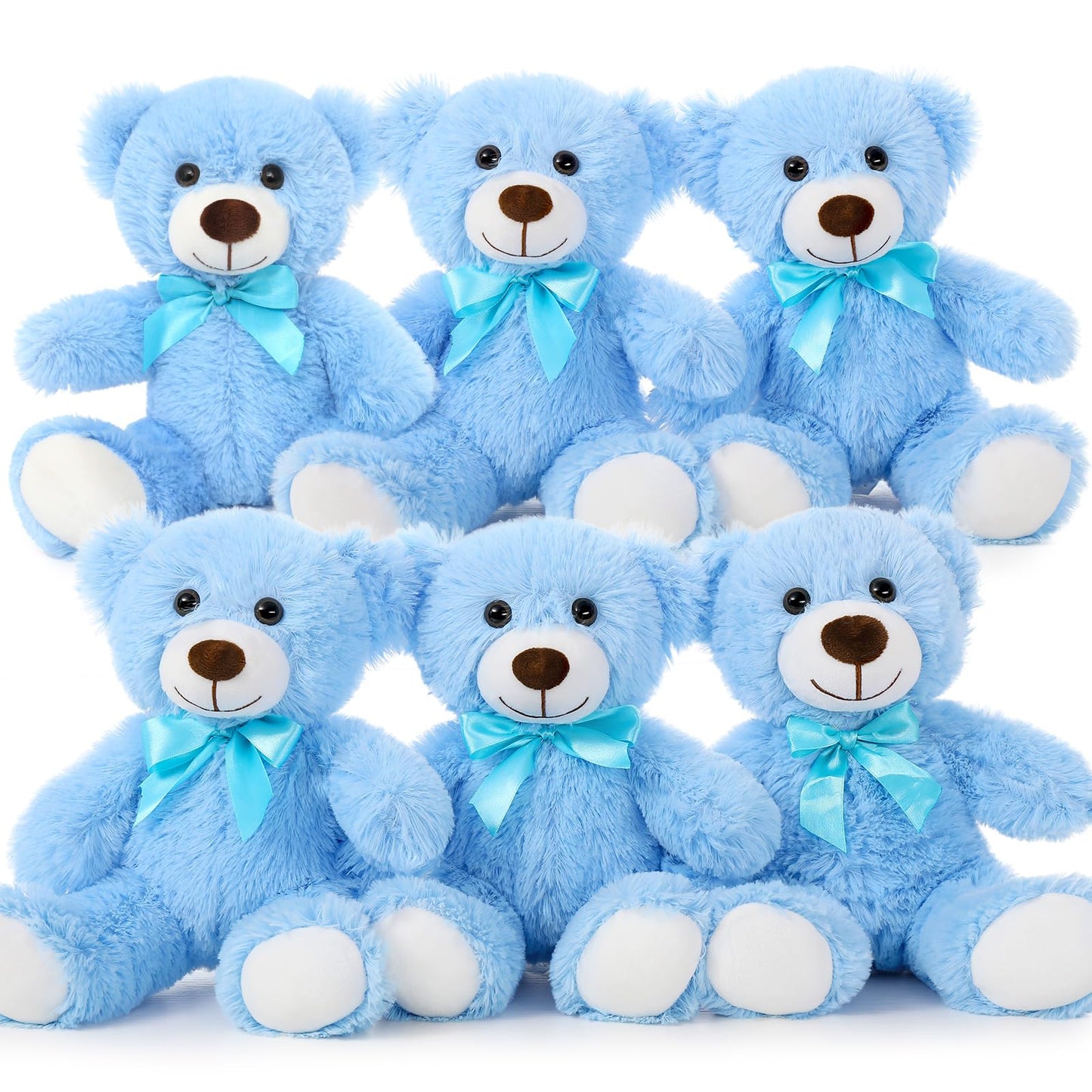 MorisMos 6Pcs Teddy Bears Bulk Baby Shower, 14inch Cute Teddy Bear Stuffed Animals Plush, Small Stuffed Bears on Centerpiece Baby Shower, White