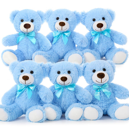 MorisMos 6Pcs Teddy Bears Bulk Baby Shower, 14inch Cute Teddy Bear Stuffed Animals Plush, Small Stuffed Bears on Centerpiece Baby Shower, White