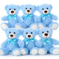 MorisMos 6Pcs Teddy Bears Bulk Baby Shower, 14inch Cute Teddy Bear Stuffed Animals Plush, Small Stuffed Bears on Centerpiece Baby Shower, White