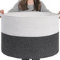 INDRESSME XXXLarge Cotton Rope Basket 21.7" x 21.7" x 13.8" Woven Baby Laundry Blanket Basket Toy Baskets with Handle Storage Comforter Cushions Thread Laundry Hamper