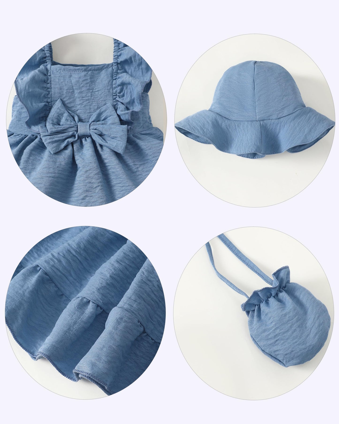 Renotemy Newborn Infant Baby Girl Dresses Summer Outfits Boho Casual Sundress Gifts Toddler Clothes for Girl with Hat and Bag
