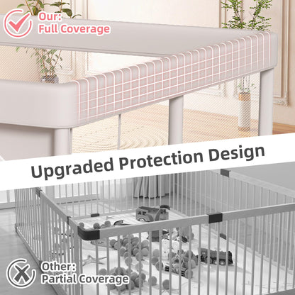Baby Playpen 50x50 Inch, Play Pens for Babies and Toddlers Baby Fence Baby Play Yards for Indoor & Outdoor with Breathable Mesh Anti-Fall Playpen