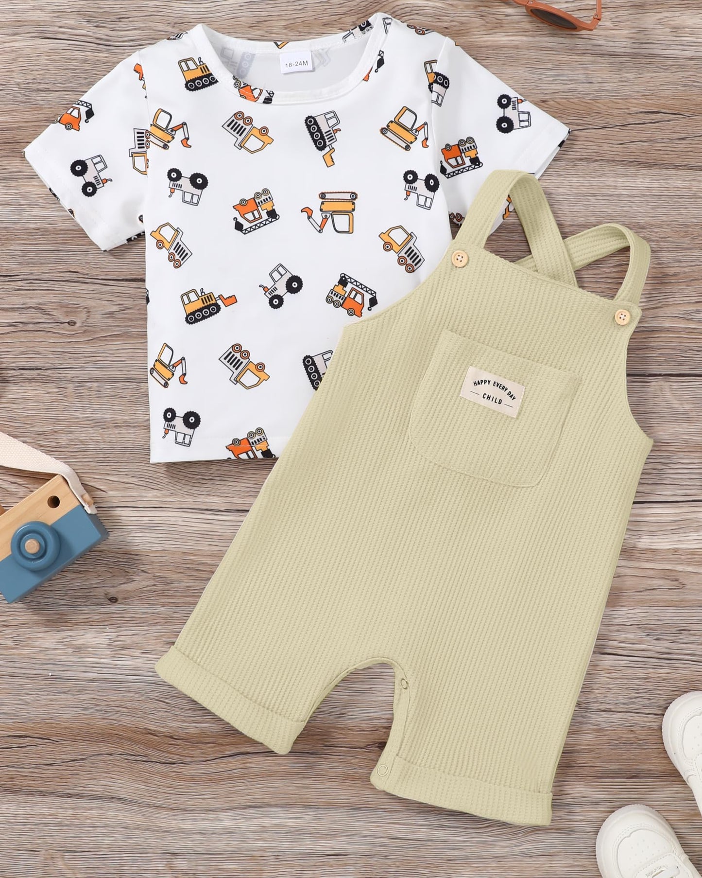 ZOEREA Toddler Baby Boys Clothes Summer Outfit Stripe T-Shirt and Shortall Romper Set Cute Jumpsuit Solid Color 6M-4T
