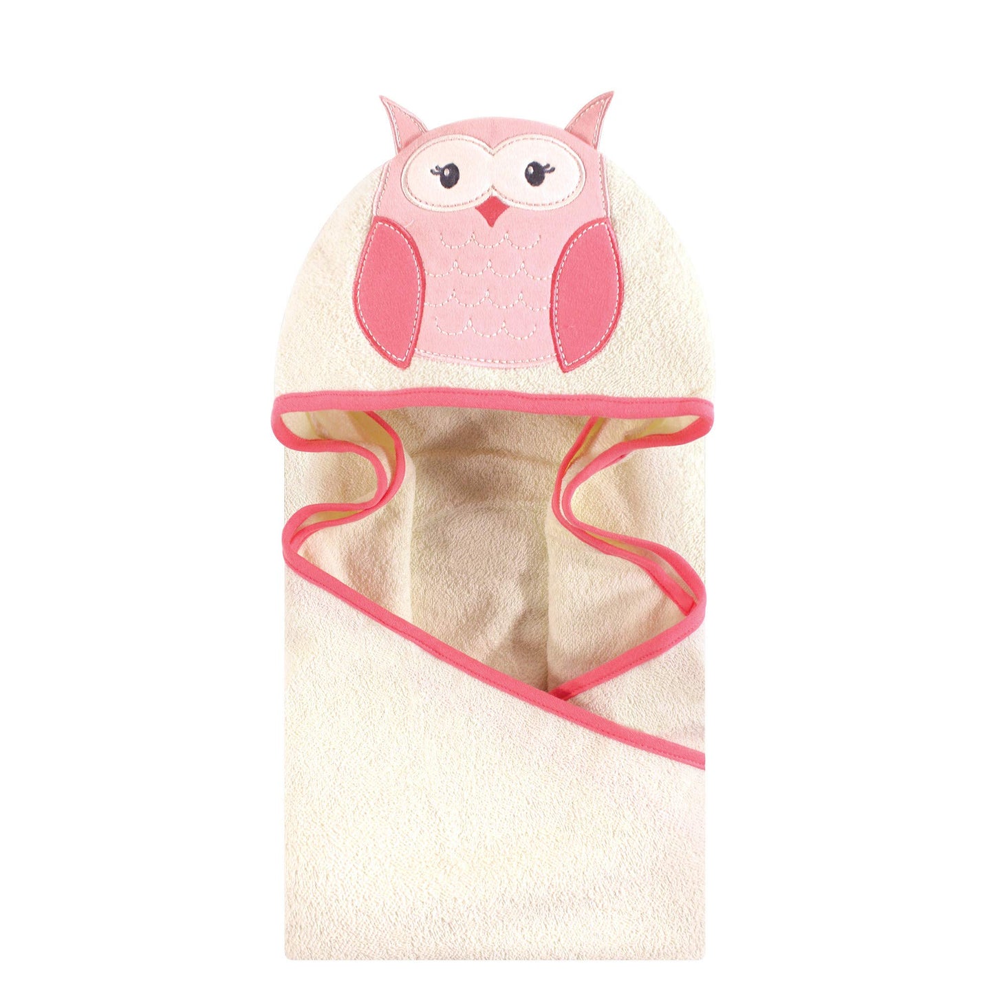 Hudson Baby Unisex Baby Cotton Animal Face Hooded Towel, Pretty Elephant, One Size