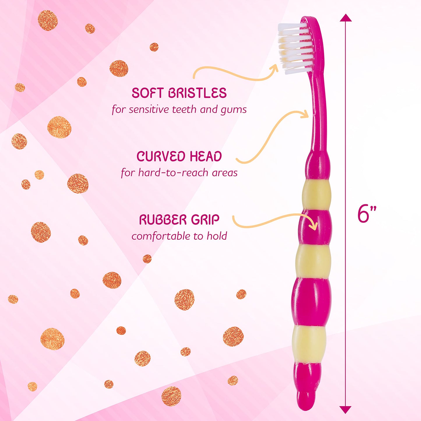 Kids' Soft Toddler Toothbrush, Gentle Bristles for Home, School, Camp, Sleepovers - Folding Handles for Tiny Hands (3 Pack)
