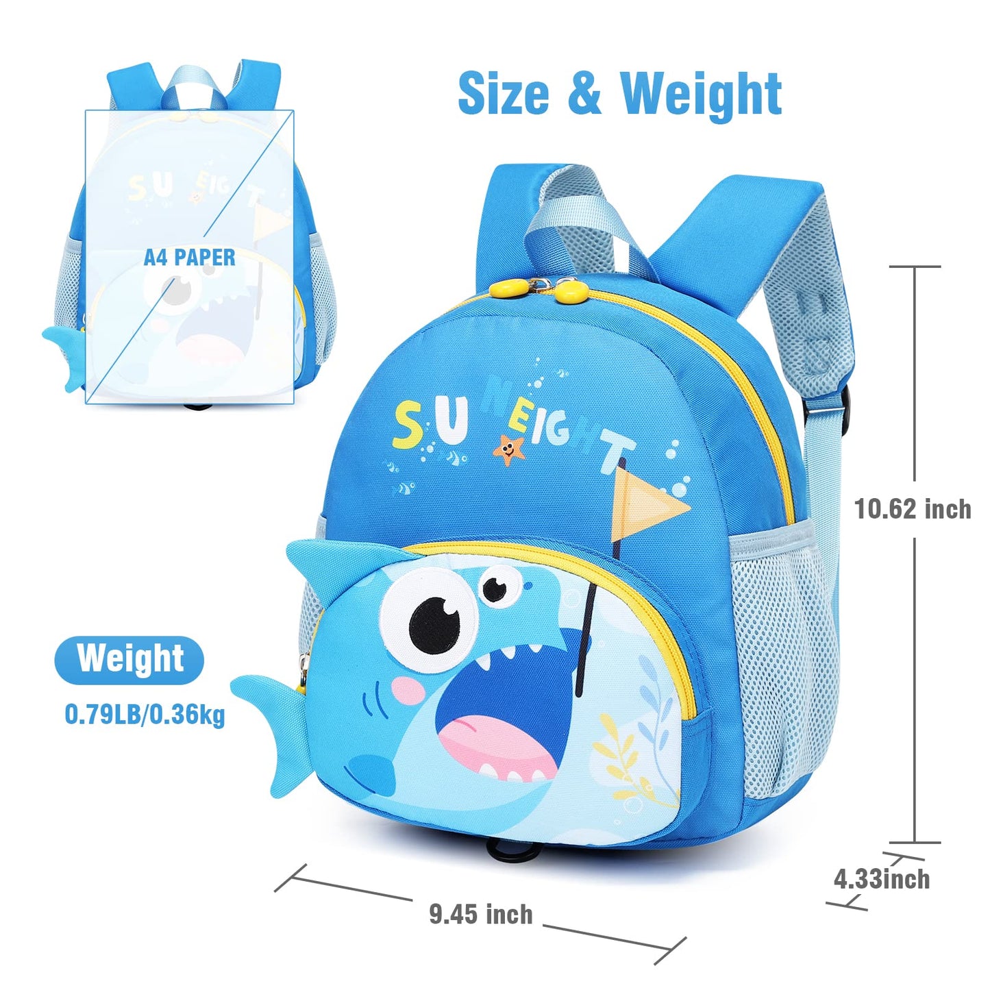 SUN EIGHT Preschool Backpack with Anti-Lost Harness Toddler Backpack School Bag 3D Cartoon Lunch Backpack for Toddler Girls 1-4 Years(Butterfly)