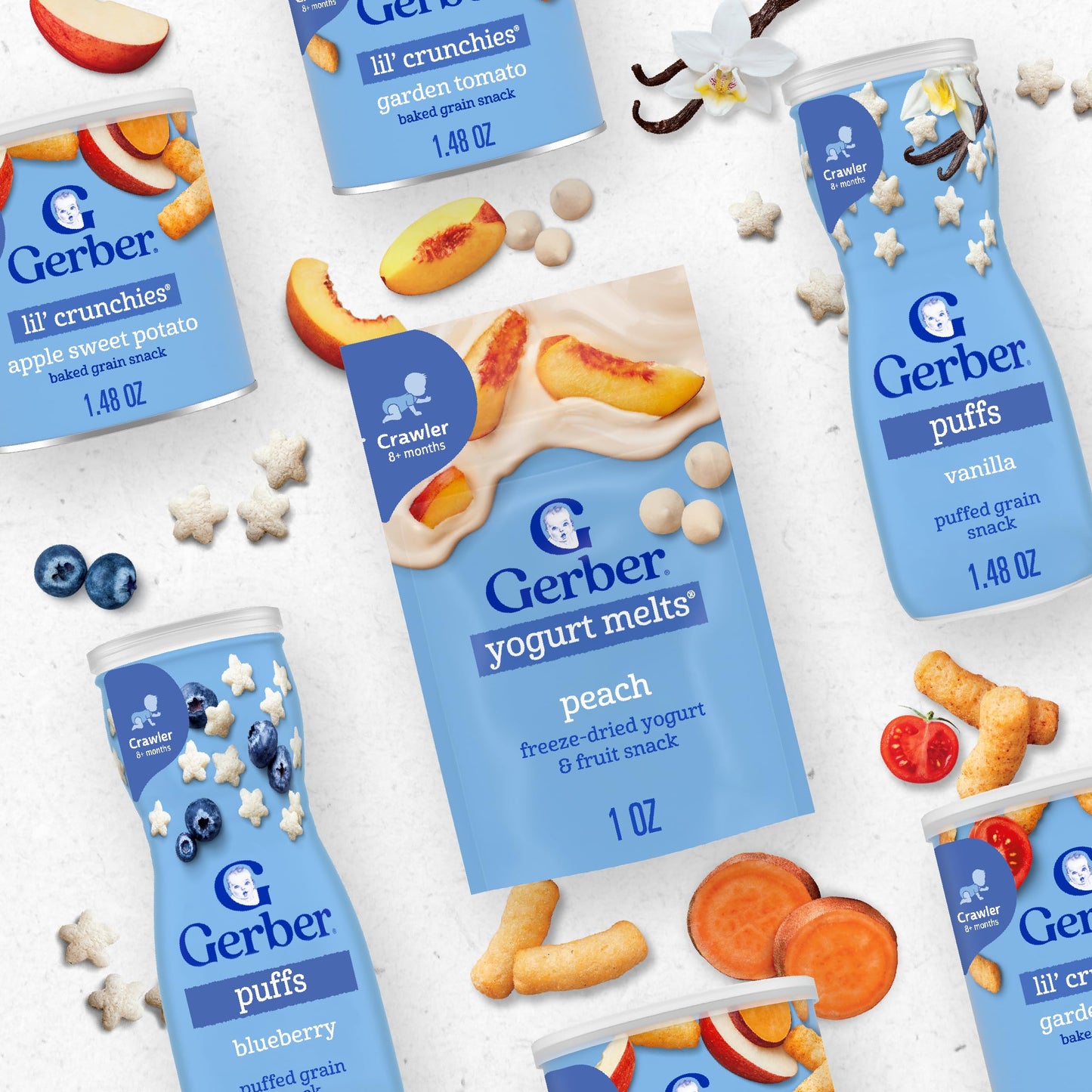 Gerber Baby Snacks Puffs Variety Pack, Banana & Strawberry Apple, 1.48 Ounce - 2 count of four packs, Package may vary, 1.48 Ounce (Pack of 8)