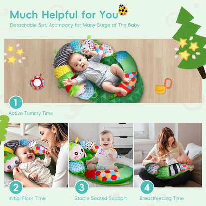 3-in-1 Tummy Time Pillow for Baby 0-6 Months, Detachable Caterpillar Tummy Time Playmat for Newborns, Soft Baby Toys 0-3-6-12 Months, Play Mat for Babies Boy Girl