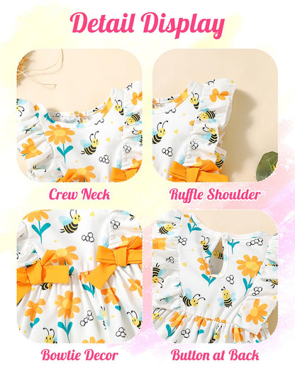 Mioglrie Baby Girl Dress Summer Girl Clothes Infant Outfits Ruffle Sleeveless Sundress Playwear Cute Dresses for Girls