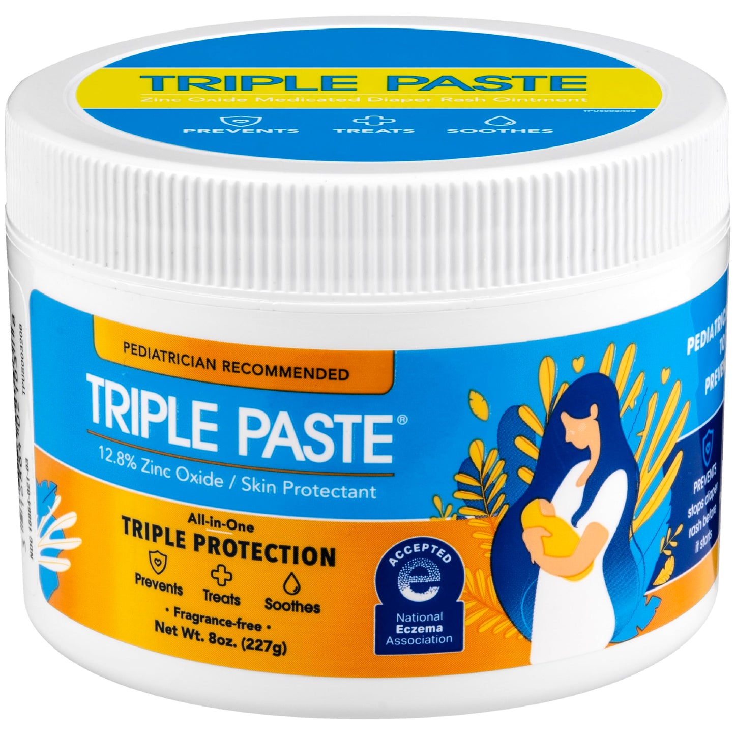 Triple Paste Diaper Rash Cream for Baby - 16 Oz Tub - Zinc Oxide Ointment Treats, Soothes and Prevents Diaper Rash - Pediatrician-Recommended Hypoallergenic Formula with Soothing Botanicals