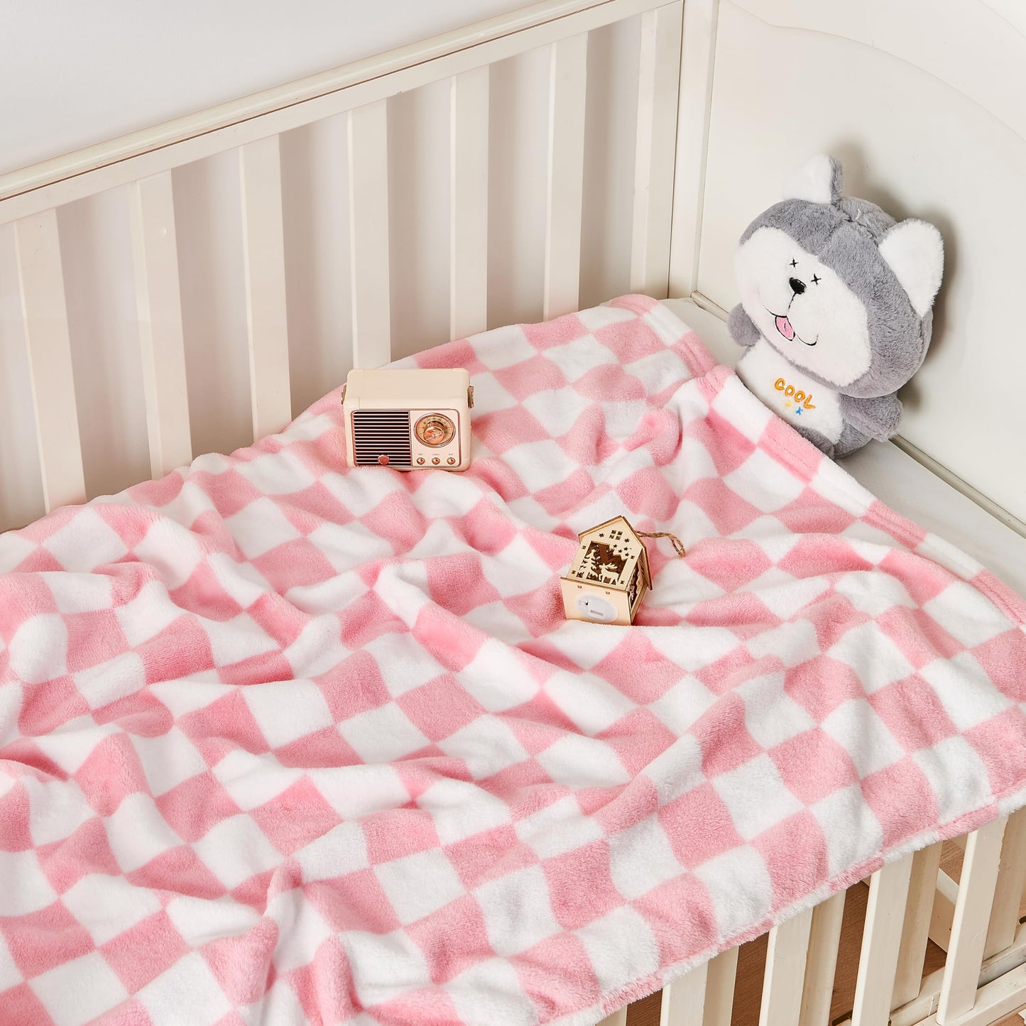 Yurhap Checkered Baby Blanket Fleece Baby Blankets for Boys, Ultra Soft Cozy Fluffy Infant Toddler Newborn Receiving Blankets for Crib Stroller, 30''x40'', Blue