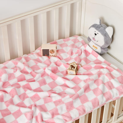 Yurhap Checkered Baby Blanket Fleece Baby Blankets for Boys, Ultra Soft Cozy Fluffy Infant Toddler Newborn Receiving Blankets for Crib Stroller, 30''x40'', Blue