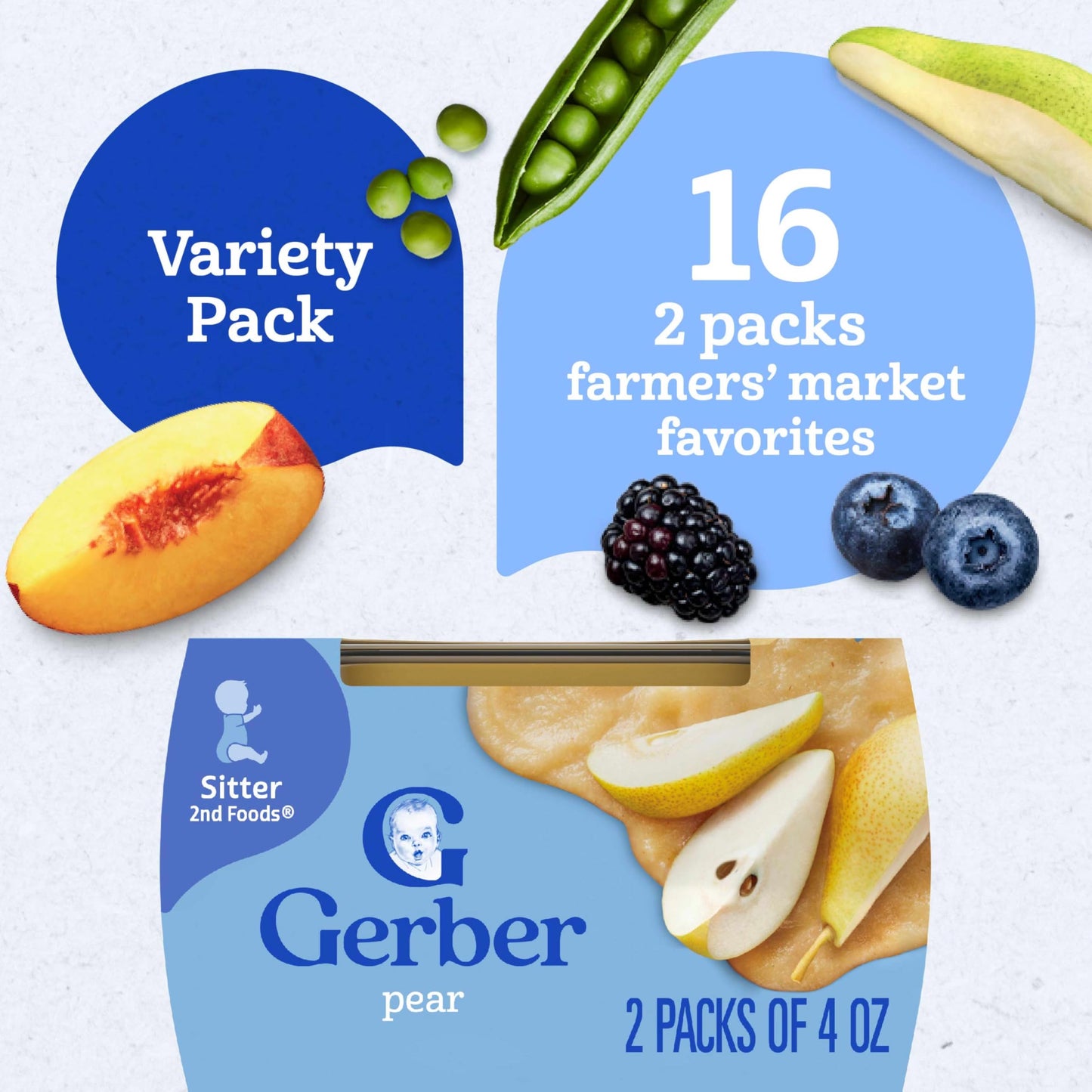 Gerber Stage 2 Baby Food, Super Blends Puree Tubs, No Added Colors or Flavors, Baby Puree, Variety 32-Pack