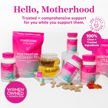 Pink Stork Premium Prenatal Vitamin for Women - Organic Whole-Food Ingredients, Multivitamin & Probiotics - Morning Sickness, Digestion, & Energy - Folate, B6, & Iron - 60 Capsules