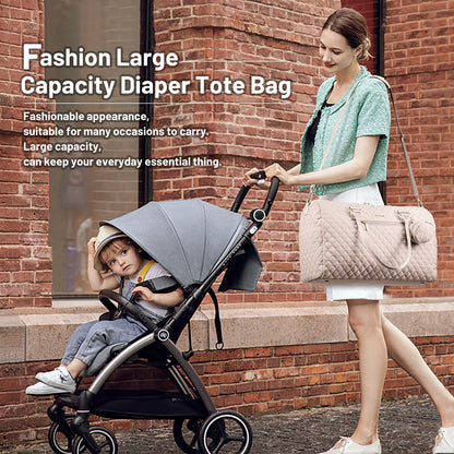 LOVEVOOK Diaper Bag Tote with Pacifier Case and Changing Pad, Large Capacity Mommy Bag for Hospital and Weekender Travel, Functional Baby Bag Newborn Baby Essential, Black
