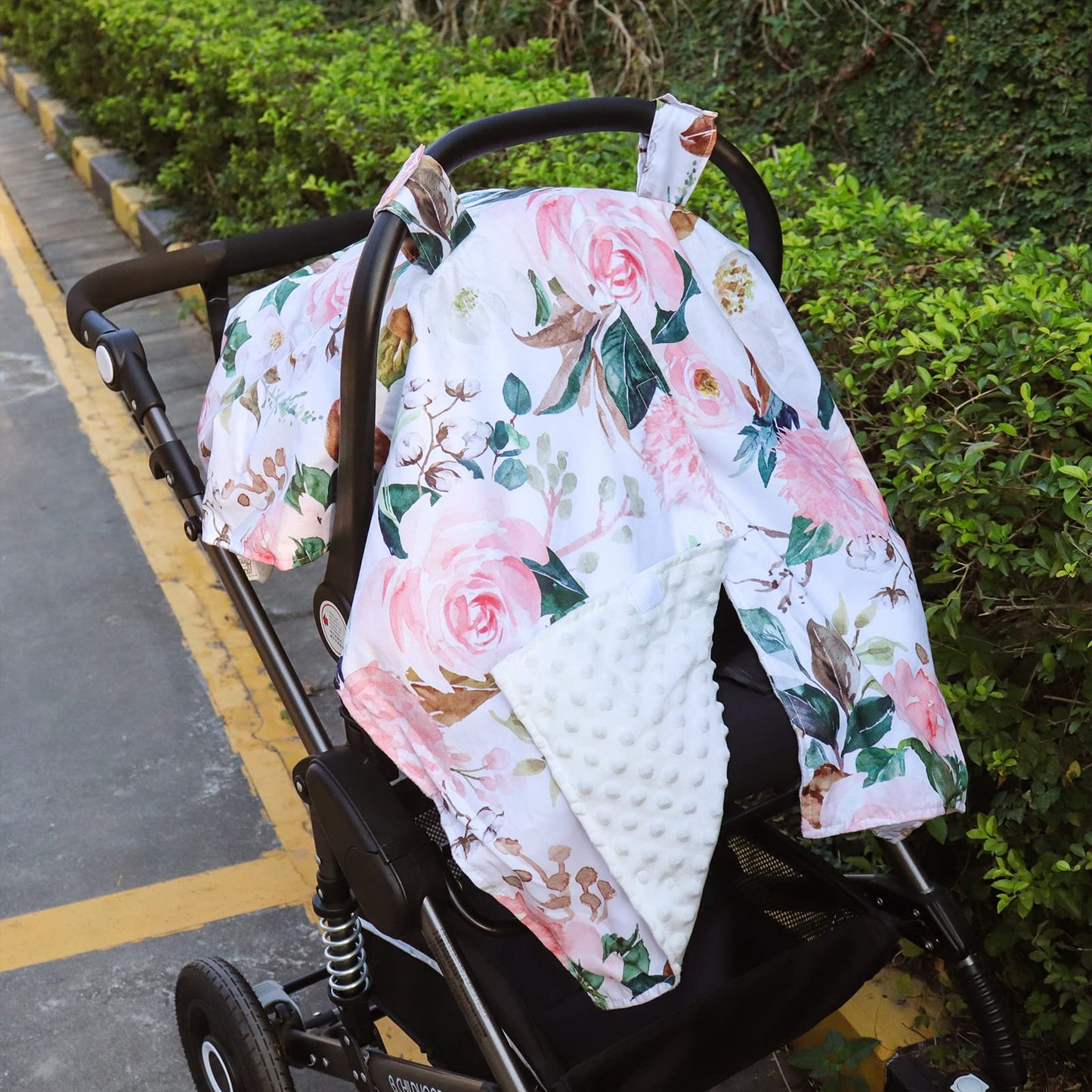 DILIMI Car Seat Cover Baby Girl, Minky Warm Winter Car Seat Covers for Babies, Peekaboo Opening Infant Car Seat Cover, Nursing Cover Carseat Canopy, Pink Flower