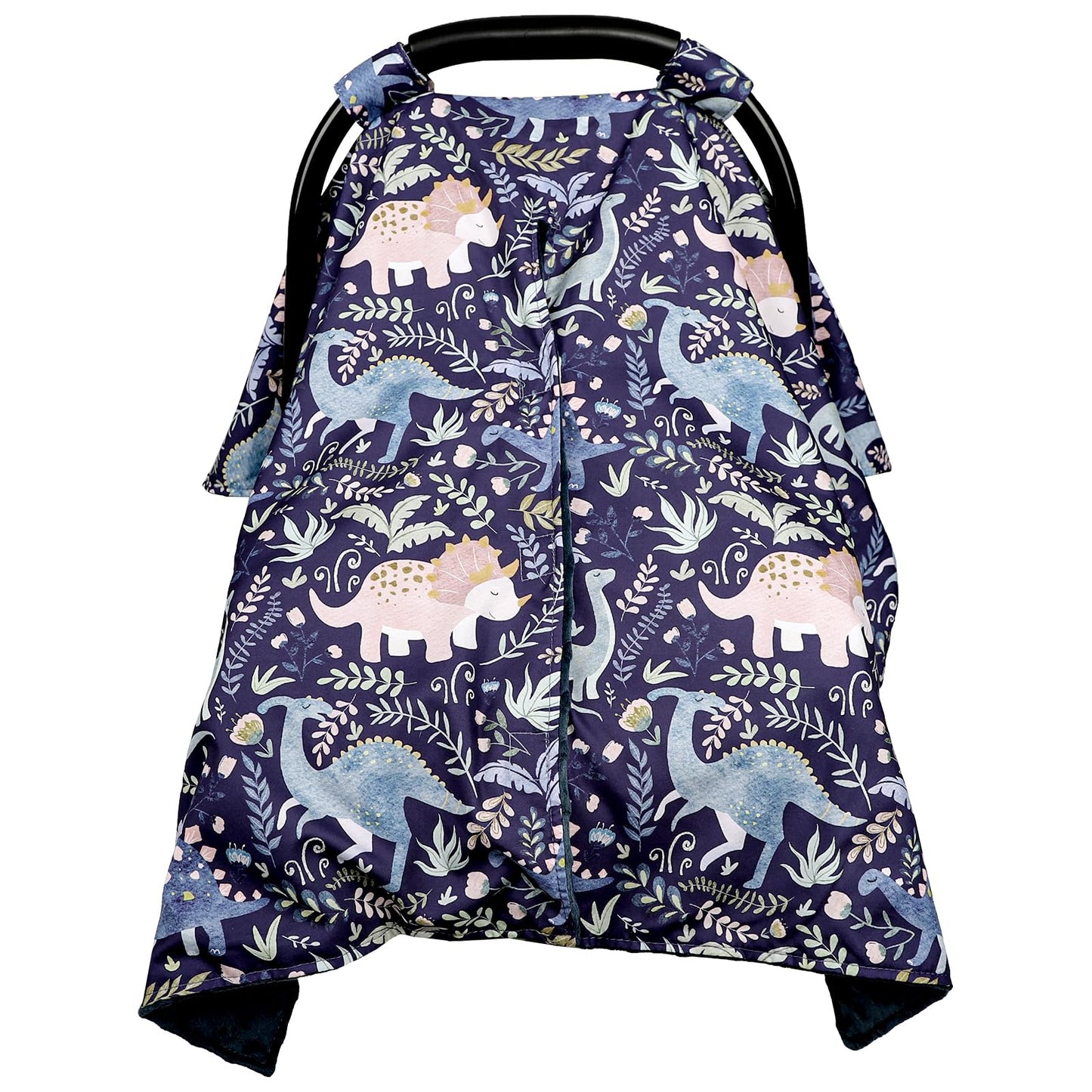 Baby Car Seat Cover, Breathable Infant Carseat Cover for Summer Peekaboo Opening Car Seat Canopy Cover, Nursing Cover for Baby Boys Girls (Blue Dinosaurs)