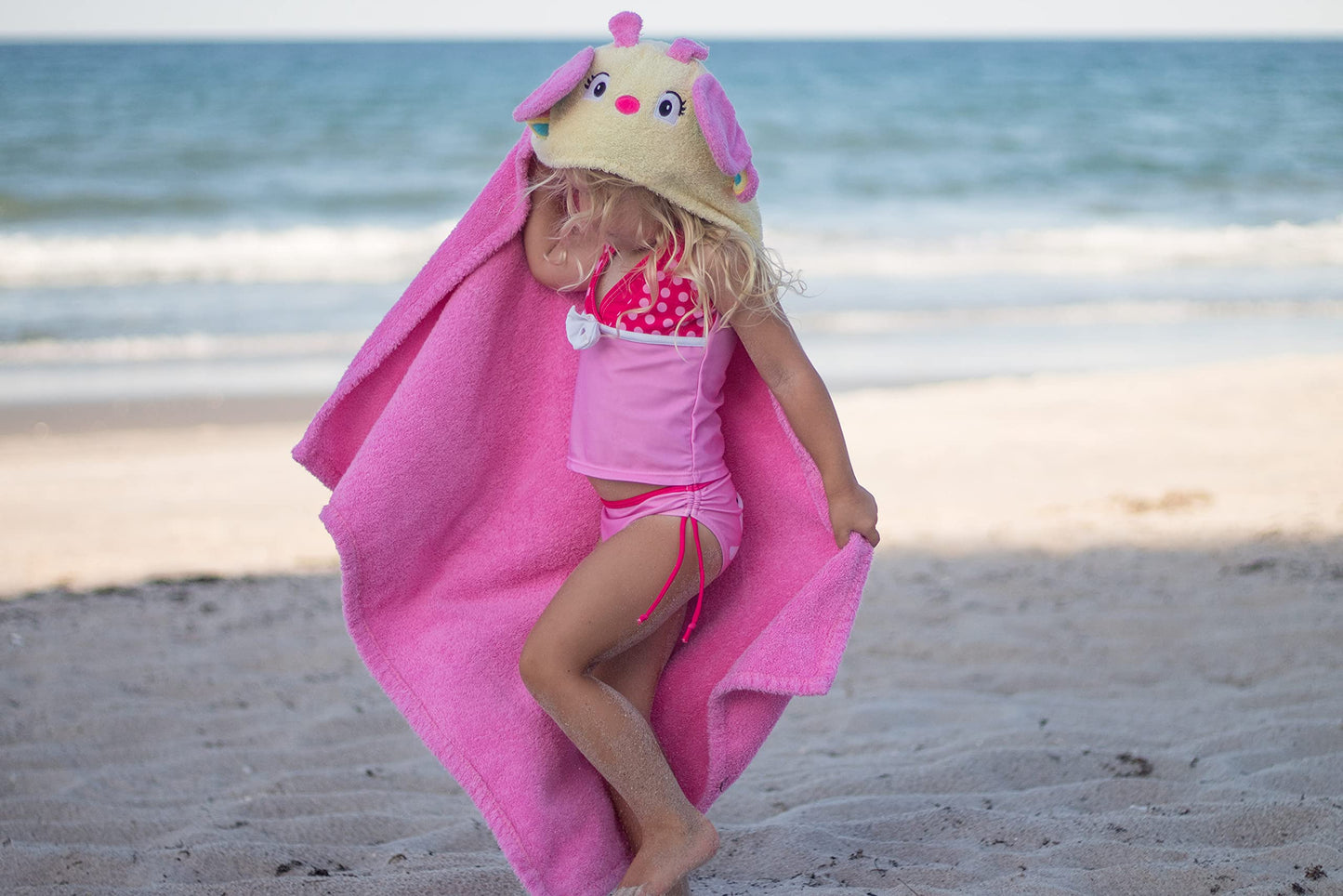 Hooded Baby Towel for Kids 2-8 | Large 100% Cotton Baby Towel for Girls | Cute Flower Bath Towels for Babies and Toddlers with Pink Petals