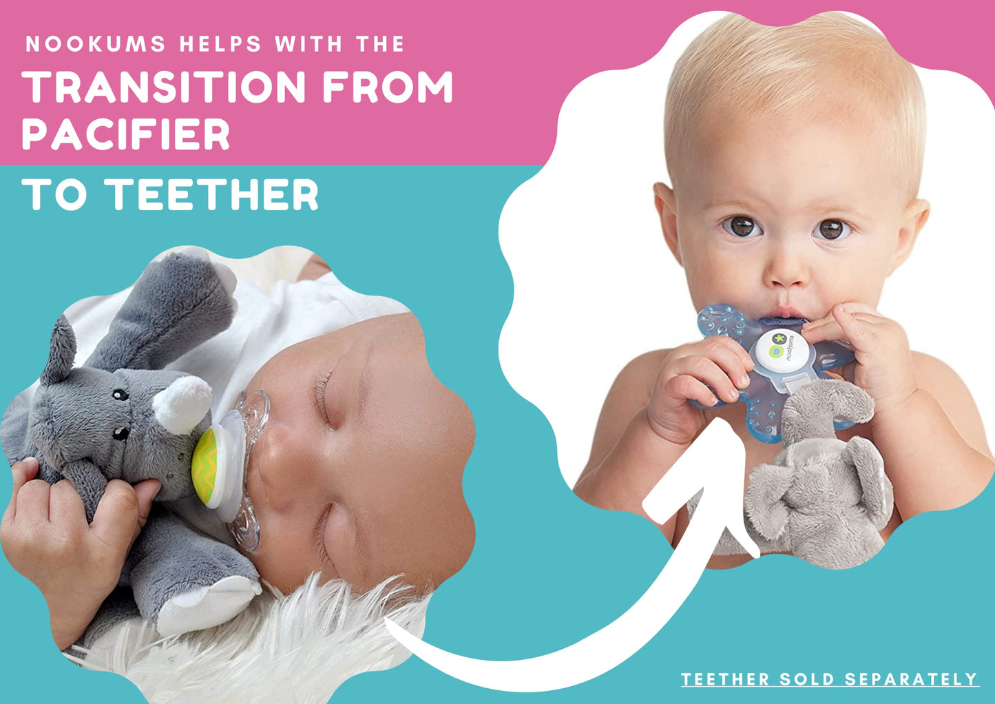 Nookums Paci-Plushies Buddies - Alligator Pacifier Holder - Adapts to Name Brand Pacifiers, Suitable for All Ages, Plush Toy Includes Detachable Pacifier