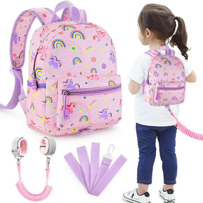 Accmor Toddler Backpack Leash, Cute Unicorn Baby Backpacks with Anti Lost Wrist Link, Mini Kids Backpack Leash Walking Harness for Outdoor Travel, Adorable Backpack Tether for Boys Girls 1-3 (Purple)