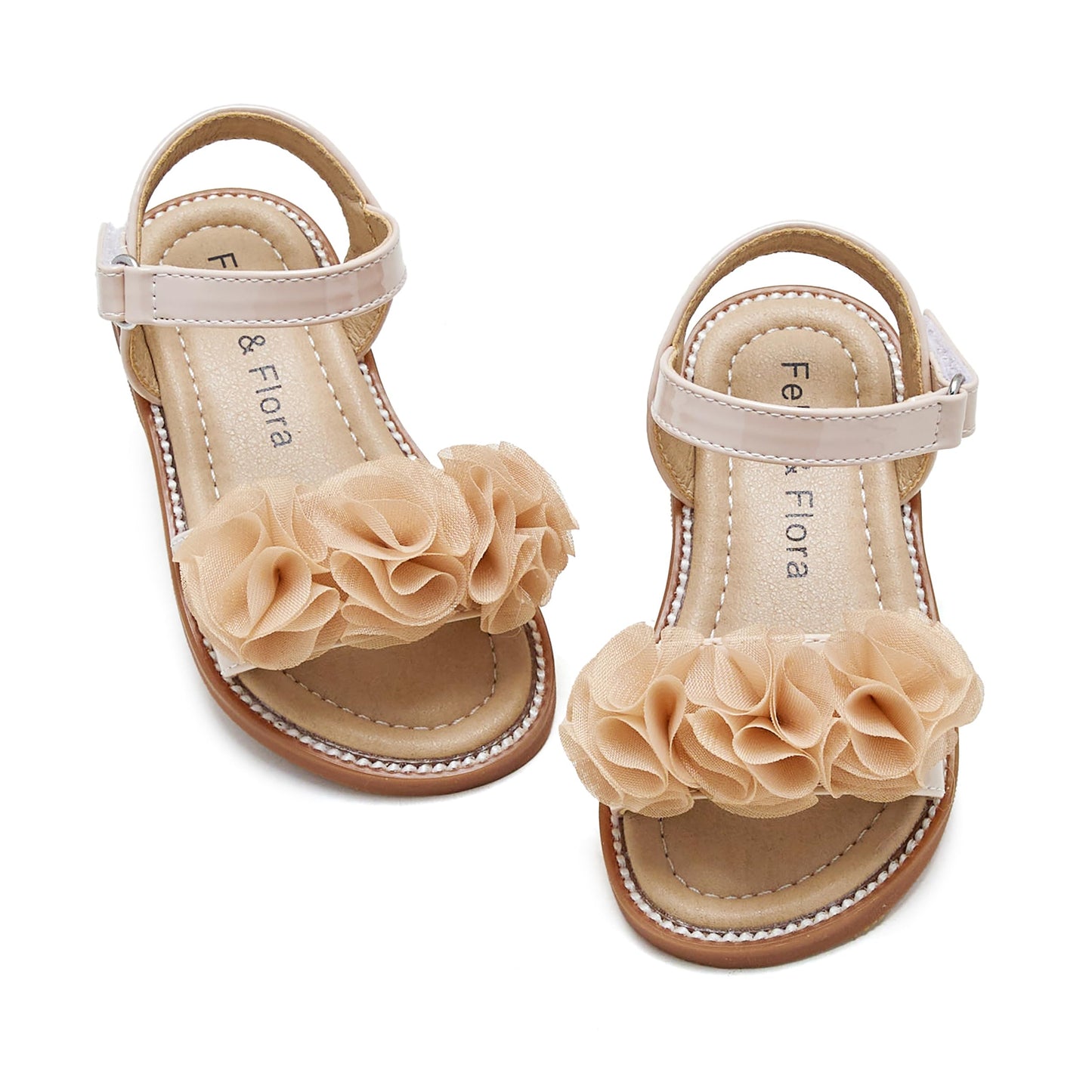 Felix & Flora Toddler Girls Sandals Soft Rubber Flats Summer Baby Flower Girl Shoes.
