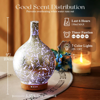 Porseme 3D Essential Oil Diffuser Cool Mist Humidifier Ultrasonic Aromatherapy Diffuser,150ml Last 6h,Auto Shut-Off,Air Refresh,Decoration for Home,Office,Yoga,Baby,Sleep