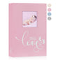 Lanpn Baby Photo Album 4x6 600 Pockets, Linen cover Newborn Bebe Memory Book Photobook Holds 600 Horizontal and Vertical Pictures, Picture Album with Front Window Gift for Boy Girl Baby Shower Pink