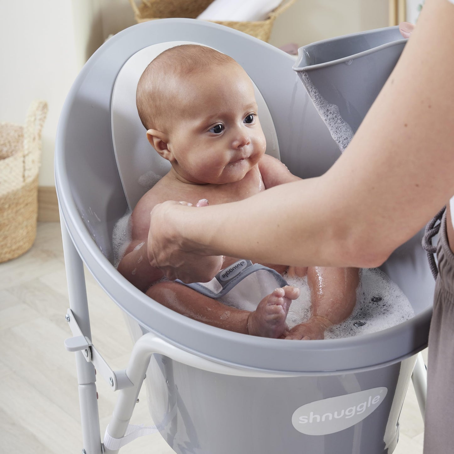 Newborn Baby Bath | Built in Support Bump and Soft Backrest | Suitable from Newborn | Bath Seat Support Includes Plug | Blossom Pink