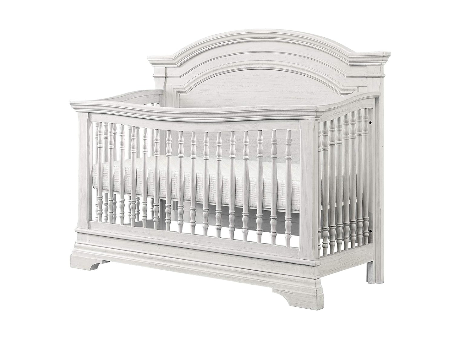 Westwood Design Arch Paneled 4 in 1 Convertible Crib, Olivia, Brushed White