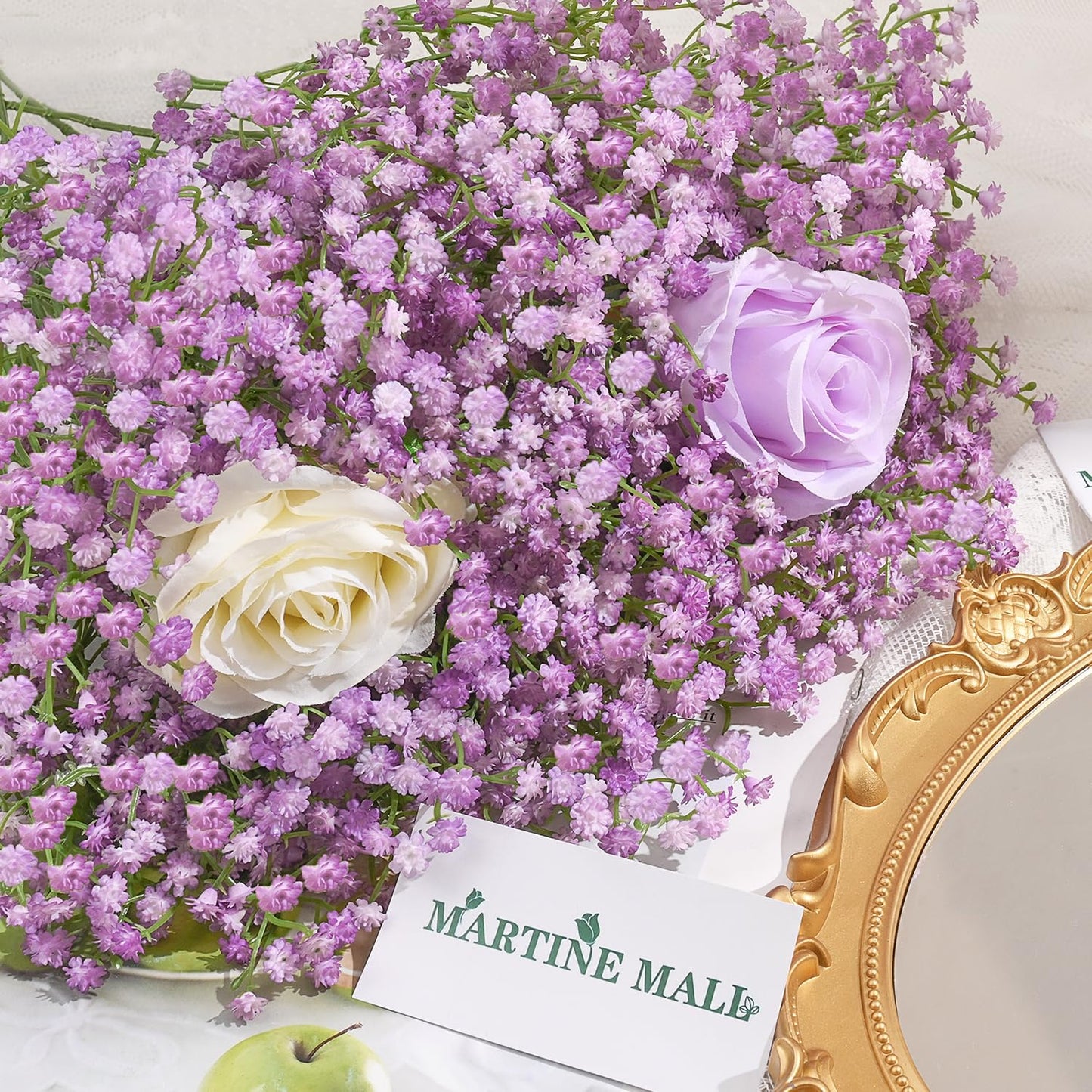 MARTINE MALL Babys Breath Artificial Flowers, 15 PCS White Baby Breath Flowers Artificial Bulk, Fake Babys Breath Gypsophila Real Touch Faux Babys Breath for Wedding Floral Arrangement Home Decor