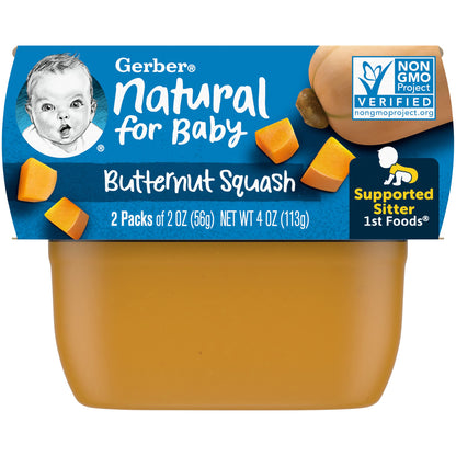 Gerber 1st Foods Baby Food Banana Puree, Natural & Non-GMO, 2 Ounce Tubs, 2-Pack (Pack of 8)