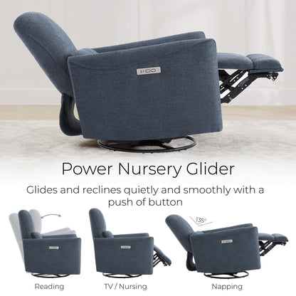 CHITA Power Recliner Chair Swivel Glider, FSC Certified Upholstered Living Room Nursery Reclining Sofa Chair with Lumbar Support, Linen