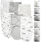Ramede 6 Pack Baby Swaddle Blanket with Hats Sleep Swaddle for 0-3 Months Newborn Sacks Soft Cotton Wearable for Boy Girl